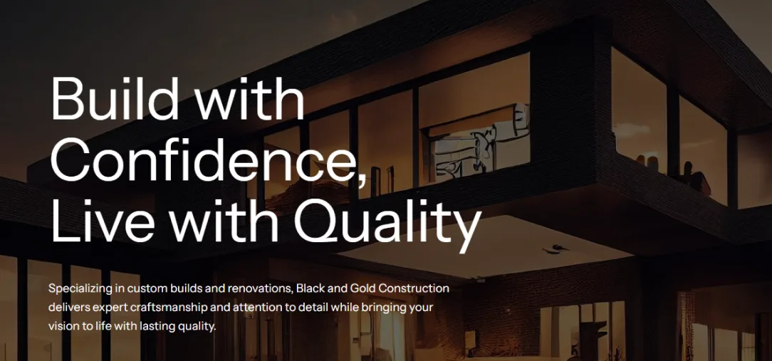 Black and Gold Construction website presentation