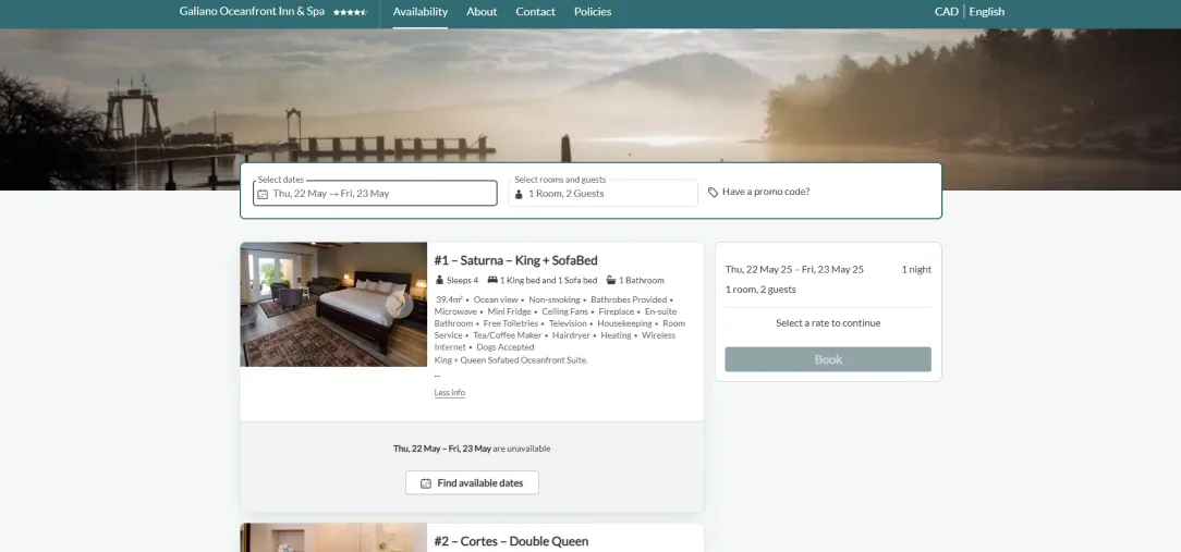 Galiano Oceanfront Inn & Spa — digital experience