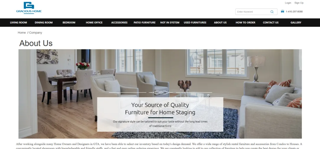 Gracious Furniture Ltd. (Gracious Home) — digital experience