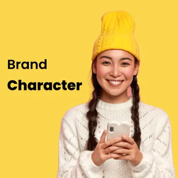 Heymate brand character in a yellow beanie