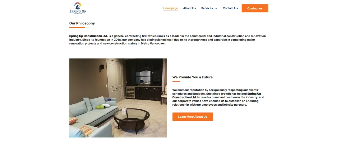 Spring Up Construction Ltd. — website and campaign presentation