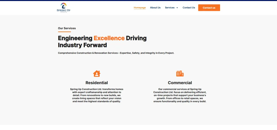 Spring Up Construction Ltd. — digital experience